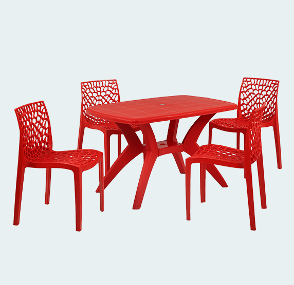 Furniture 4 Seater Dining Table and Chair Plastic Dining Table with