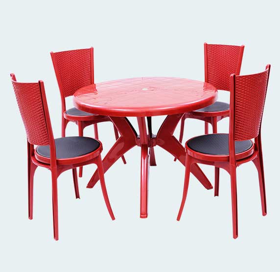 Furniture Plastic Table Chair Set Plastic Dining Table 4 Seater