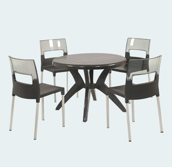 Furniture Plastic Table Chair Set Plastic Dining Table 4 Seater