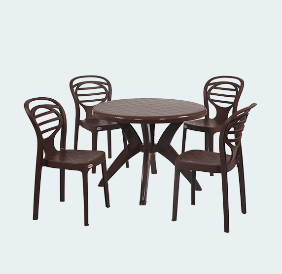 Furniture Plastic Table Chair Set (4 Seater Dining Table and Chair