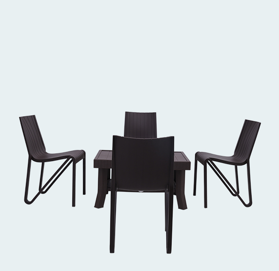 Furniture Plastic Table and Chairs 4 Seater Dining Table and Chair