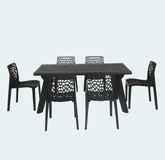 Furniture - Plastic Dining Table with Chair | 6 Seater Dining Table and Chairs | Dining Table 6 ...
